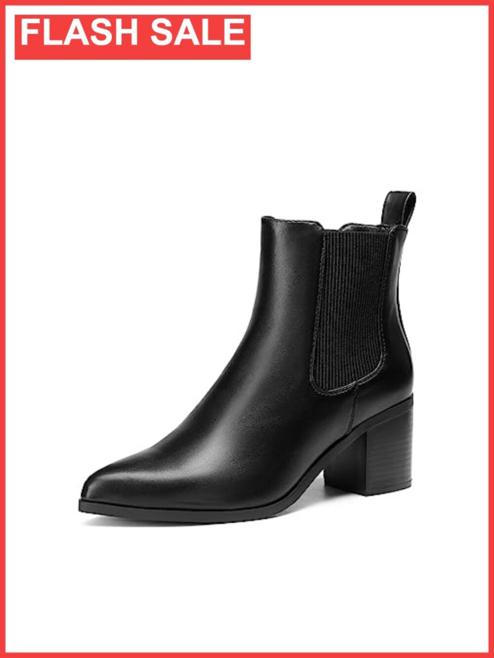 Dream Pairs Women's Faux Leather Heeled Ankle Chelsea Boots Pointed Toe
